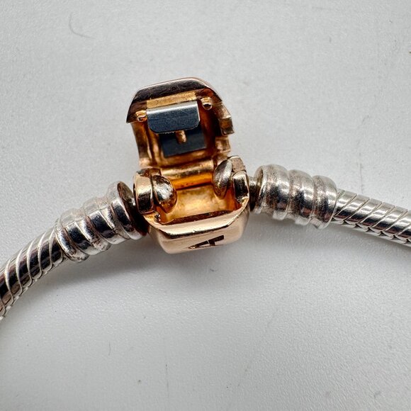 Pandora Bracelet Charm Set 6.5" with Rose Gold Sea Turtle Zirconia Purse Jem - Picture 5 of 12